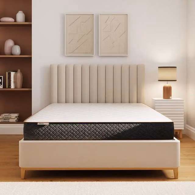 GFW SleepyCastle King Size Rolled Pocket Sprung Mattress in White and Multicolour, W: 180 cm x D: 200 cm