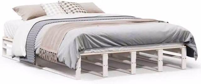Berkfield Home White Solid Wood Pine Bed Frame W/D/H: 160 x 200 x 25.5 cm