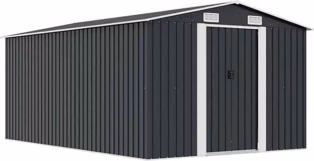 Berkfield Home Metal Garden Shed in Anthracite with Sliding Doors, W/D/H: 392 x 257 x 181 cm – 1