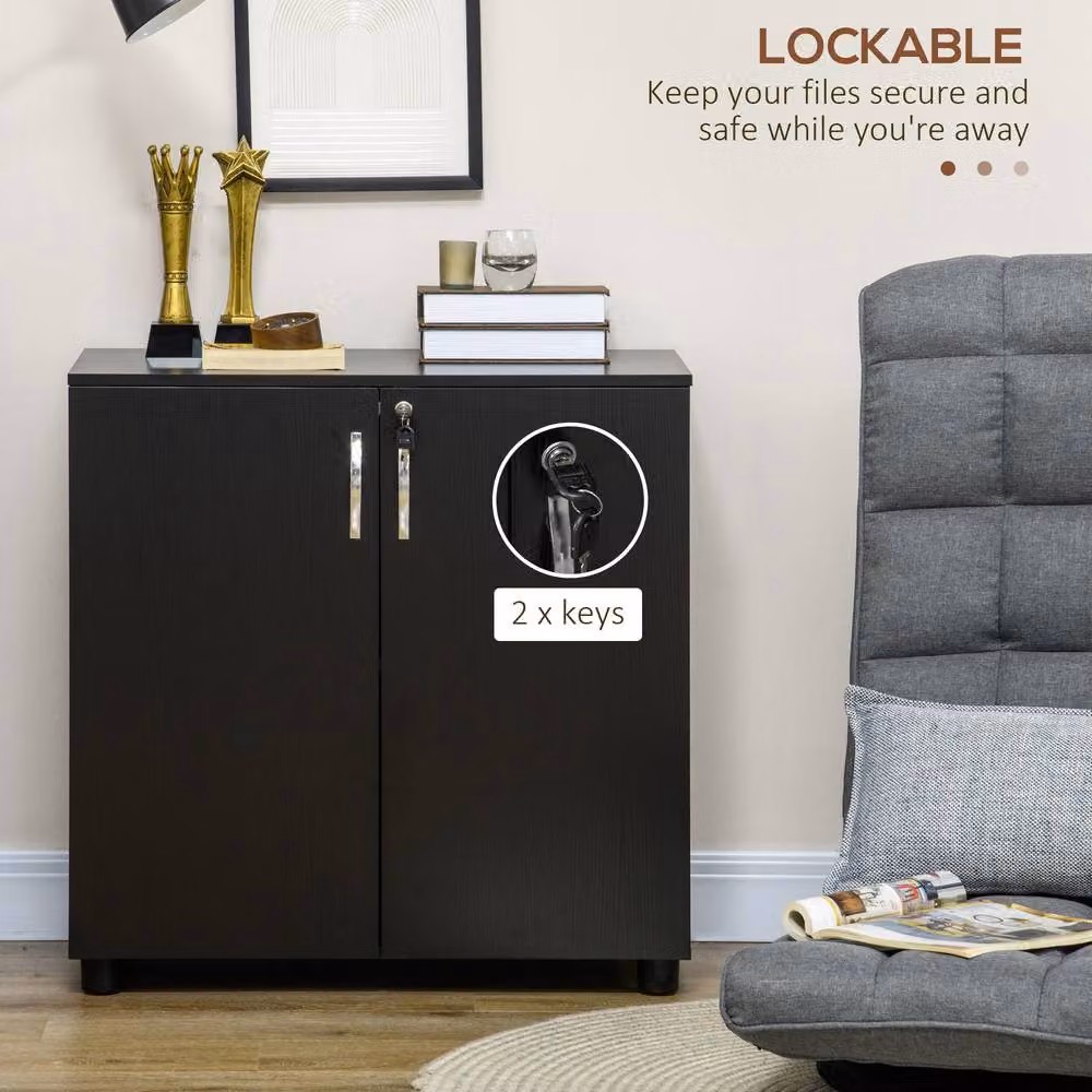STILVORA Modern Black Matt Storage Cabinet with Lockable Hinged Doors and Internal Shelves – 2