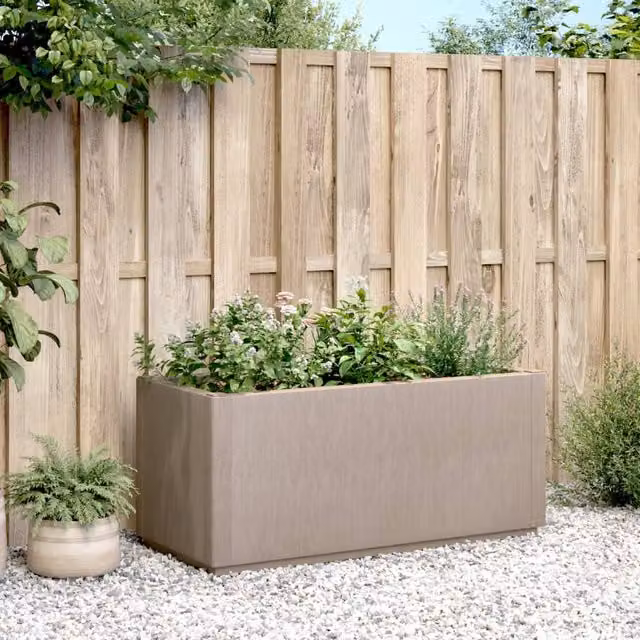 Berkfield Home Decorative Ornamental Garden Planter Tub, Brown, W: 80 cm, D: 36 cm, H: 35 cm – 1