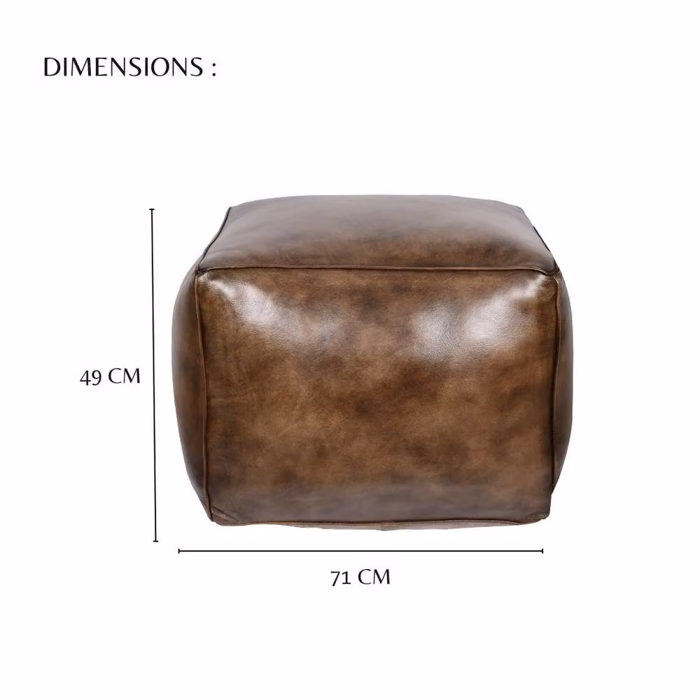 Elm Home And Garden Large Pommel Footstool Ottoman in Tan Brown Genuine Leather – 4