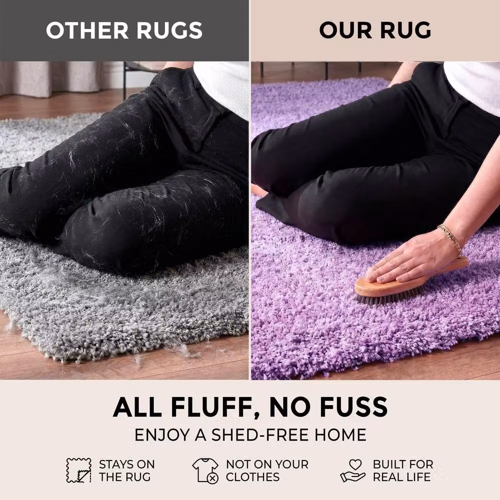 Bravich LTD California Shaggy Area Rug in Purple, W: 290 cm, D: 200 cm – 6