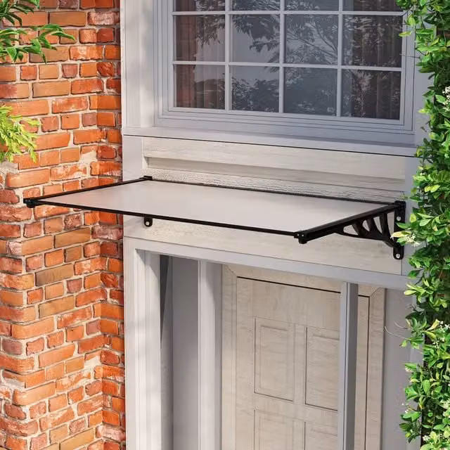Livingandhome Black Door Canopy Awning, Width: 150 cm