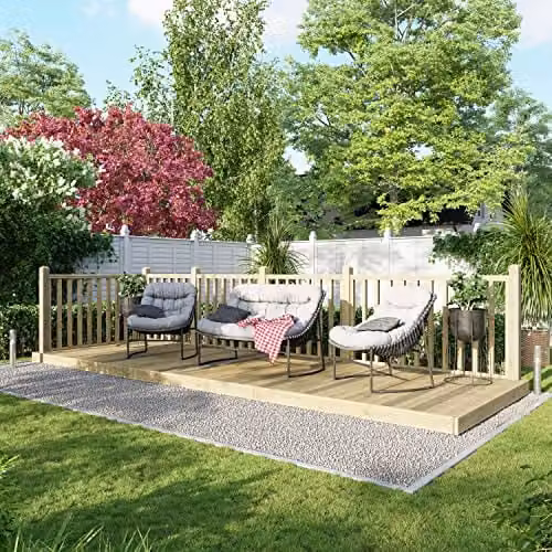 Powersheds Premium Wooden Decking Kit with Hand Rails in Brown