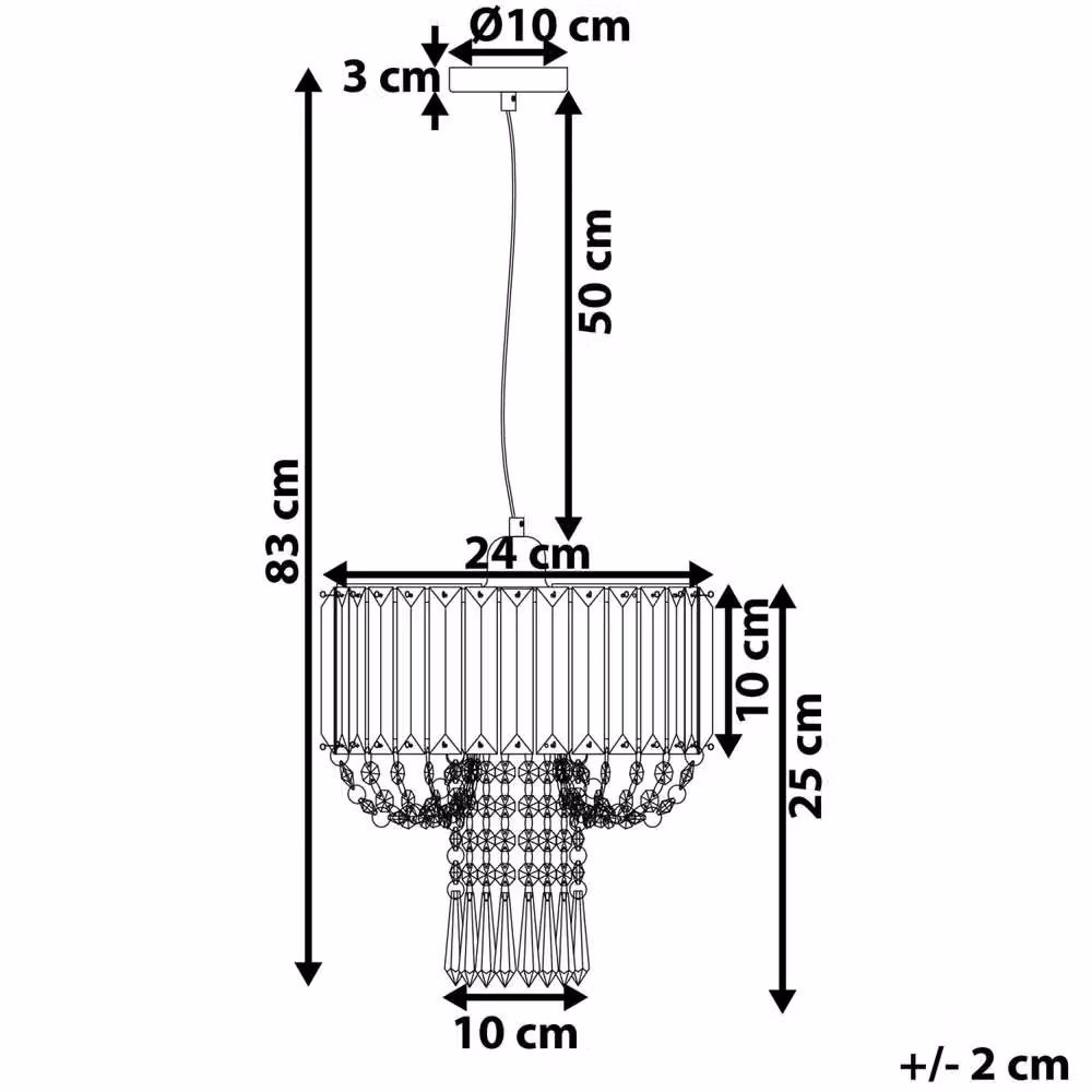 Wyld and Coco Glamour Pendant Lamp in Grey Metal with Transparent Droplets, Height: 83 cm – 3