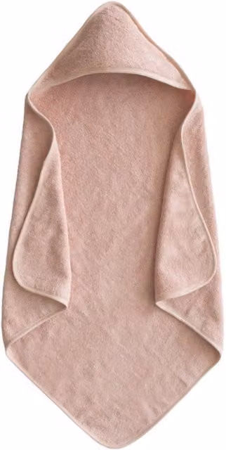Mushie Organic Cotton Fluffy Hooded Towel in Pink