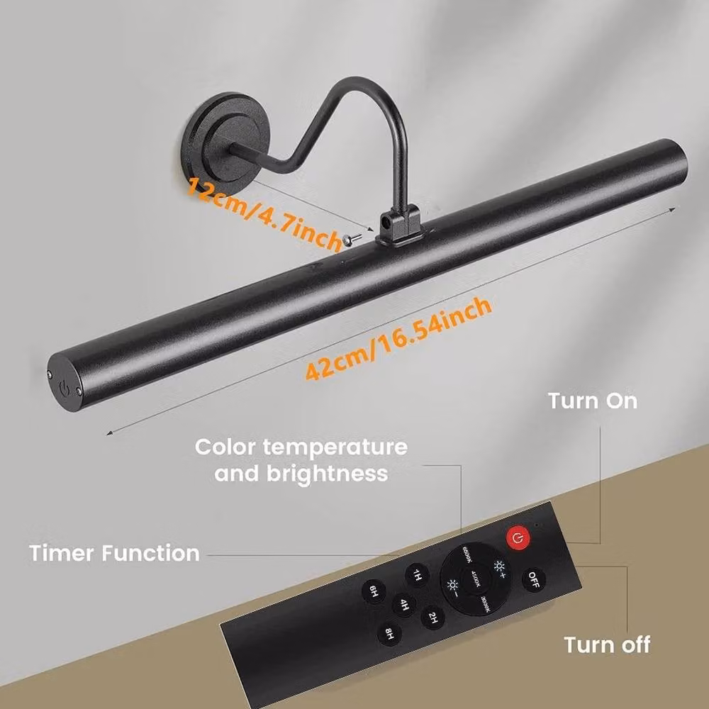 SPETLEK Rechargeable LED Picture Light with Remote and Timer, Black, W: 42 cm – 2