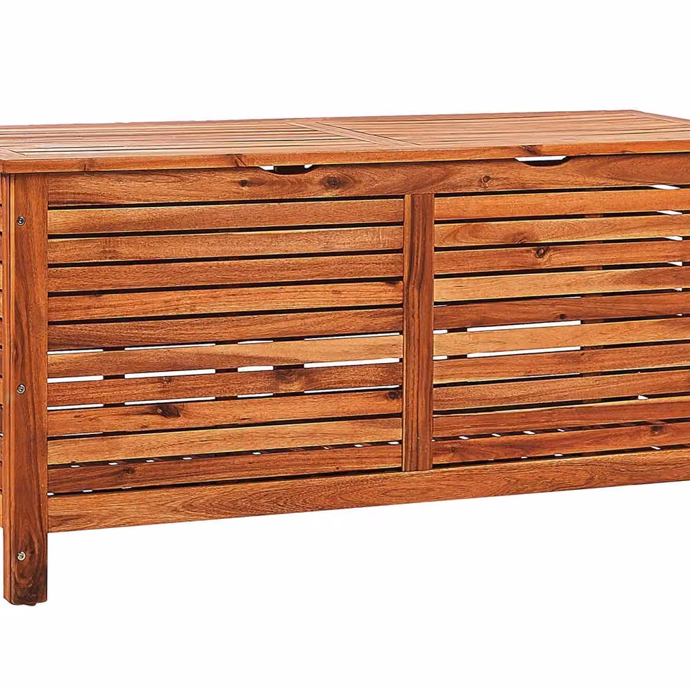 Wyld and Coco Acacia Wood and Steel Storage Box with Lid in Brown, W/D/H: 130 x 64 x 64 cm – 2