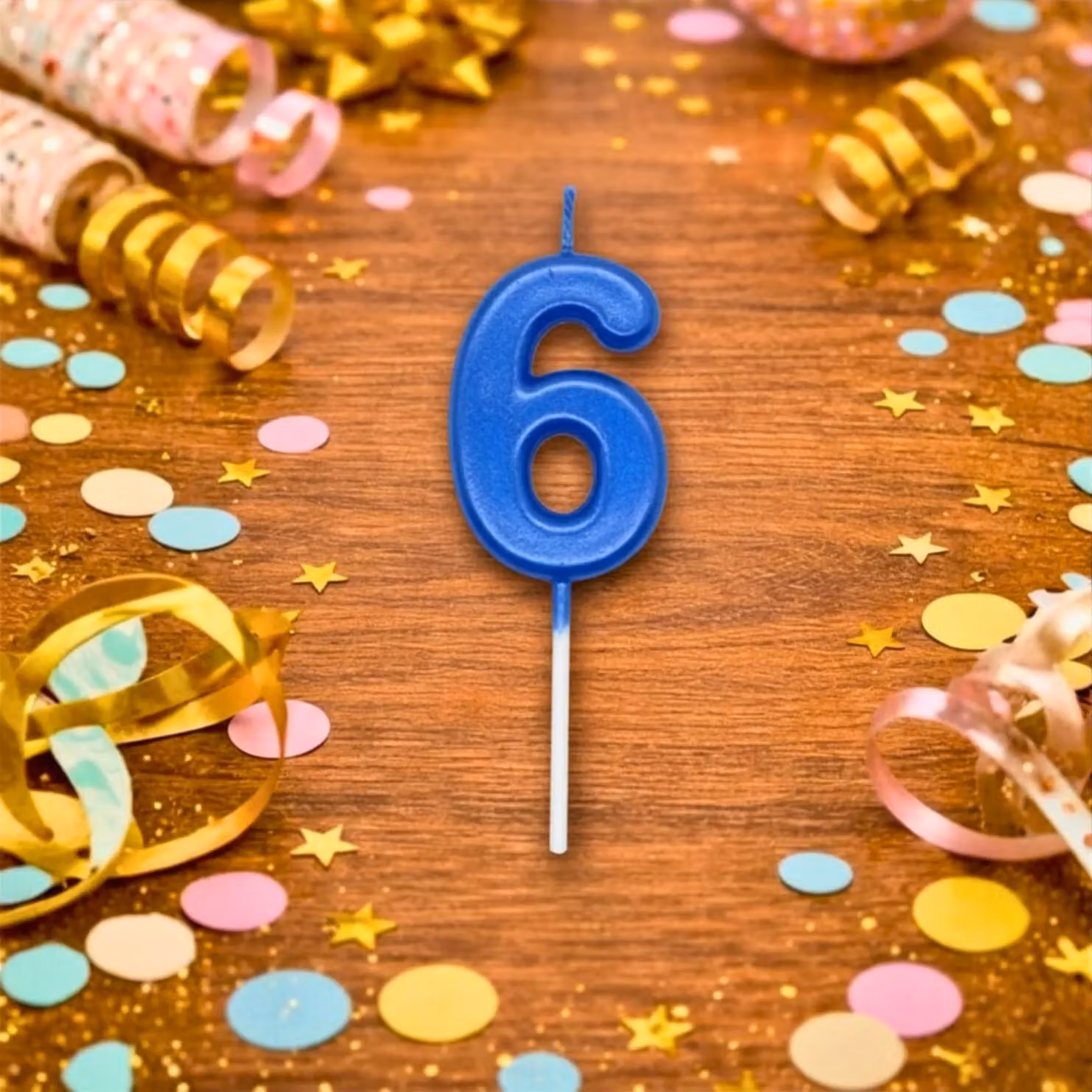 Shatchi Blue Number 6 Birthday Cake Topper Candle – 6