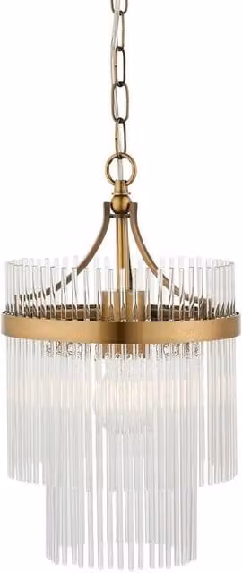 Netlighting Marietta Pendant Ceiling Light in Antique Brass with Clear Glass, E27, Height Adjustable – 1