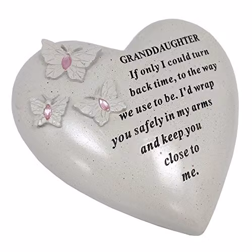David Fischhoff Granddaughter Memorial Heart Ornament in Pink, Beige and White