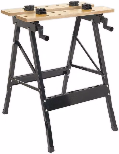 Loops Foldable Portable Workbench with Vice in Black and Multicolour