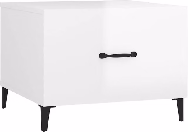 Berkfield Home High Gloss White Square Coffee Table with Metal Legs W/D/H: 50 x 50 x 40 cm