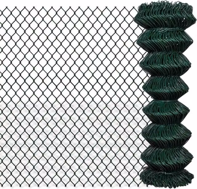 Berkfield Home Green PVC-Coated Steel Chain Link Fence, 1.25 x 15 m
