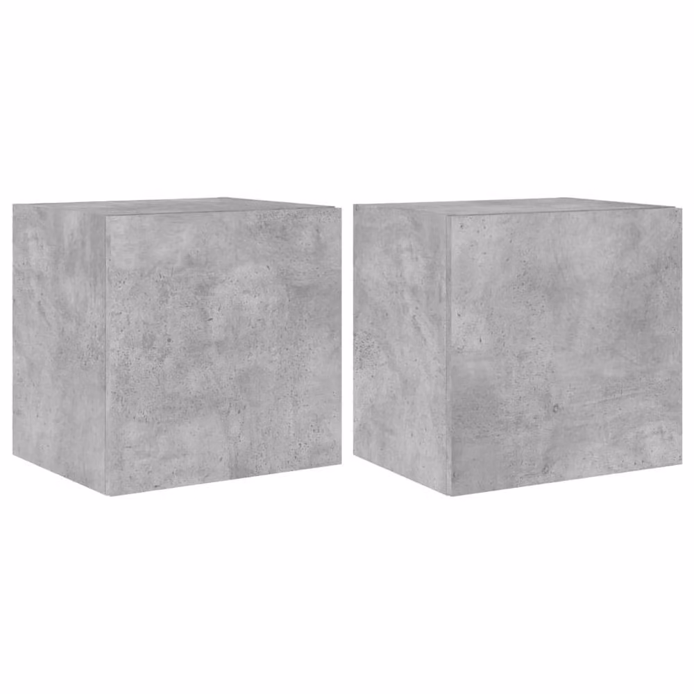 Berkfield Home Set of 2 Modern TV Wall Cabinets with LED Lights in Concrete Grey, W/D/H: 40.5 x 35 x 40 cm – 2
