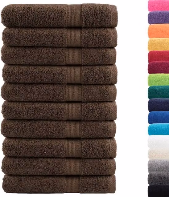 Berkfield Home SOLUND Premium Cotton Terry Towels, 10-Piece Set, Brown, W: 100 cm, L: 200 cm, 600gsm – 1