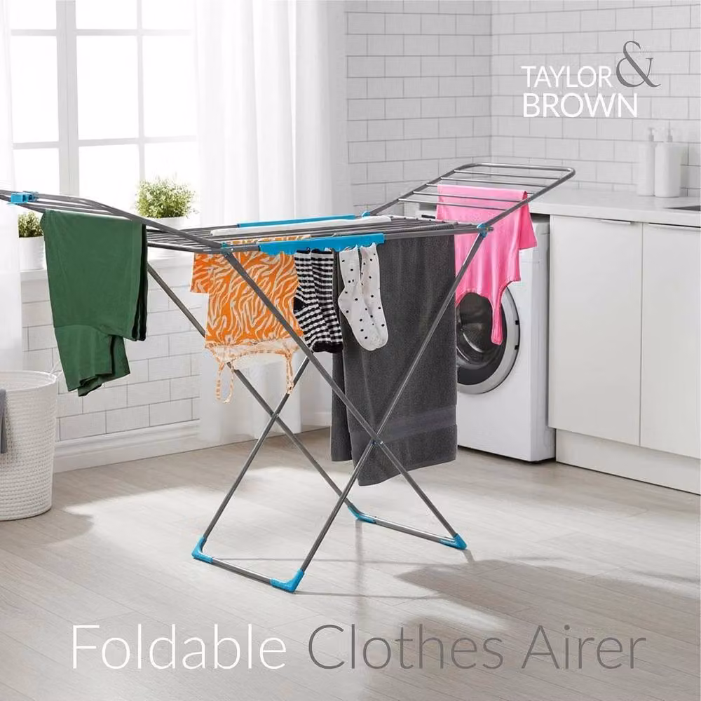 FORGEVIO Heavy Duty Foldable Clothes Airer with Wing Arms, Multicolour – 4