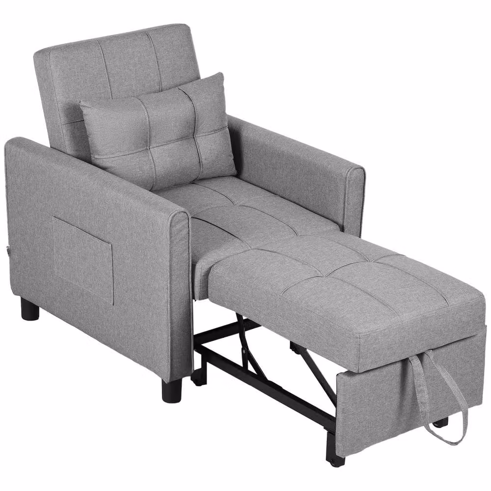Wyld Haus Vayopa Single Sleeper Chair in Grey with Solid Wood Frame and Armrests – 2