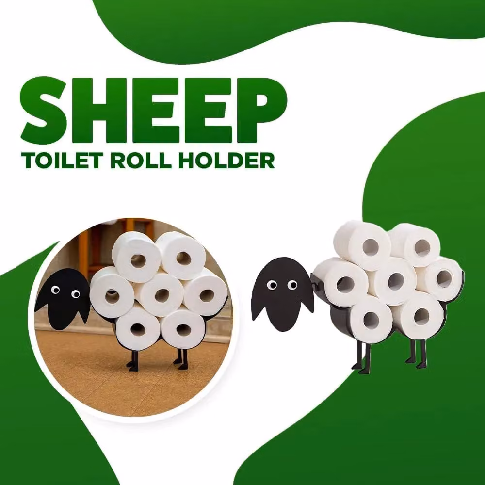 Marco Paul Sheep Design Black Metal Freestanding Toilet Roll Holder – 2