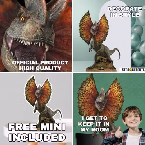 Star Cutouts SC4724 Dilophosaurus Jurassic World Rebirth Lifesize Cardboard Cutout, Height: 135 cm – 2