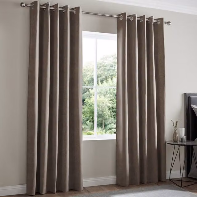 Terrys Florence Made to Measure Opaque Velvet Eyelet Curtain Panel in Brown