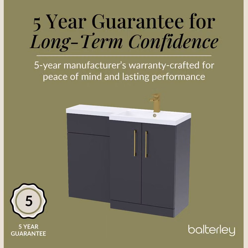 Balterley Modern Matt Grey Right-Hand Vanity and WC Unit Combination, W: 110 cm, H: 84 cm – 4