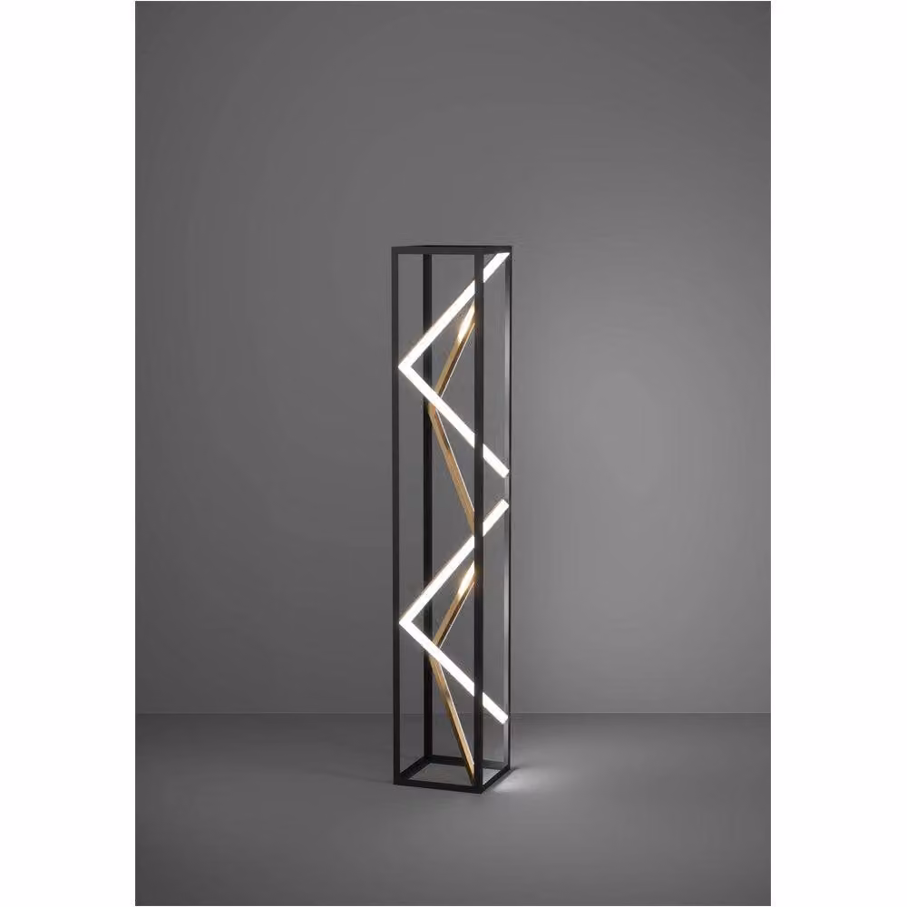 Loops 2 Pack Modern Black and Gold Metal Floor Lamps with LED Warm White Bulbs – 2