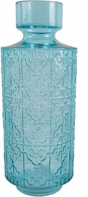 Botanik Premium Luxury Glass Tabletop Vase in Green and Turquoise, H 40 cm x W 16 cm x D 16 cm
