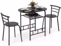Costway 3-Piece Modern Dining Table and Chairs Set in Black