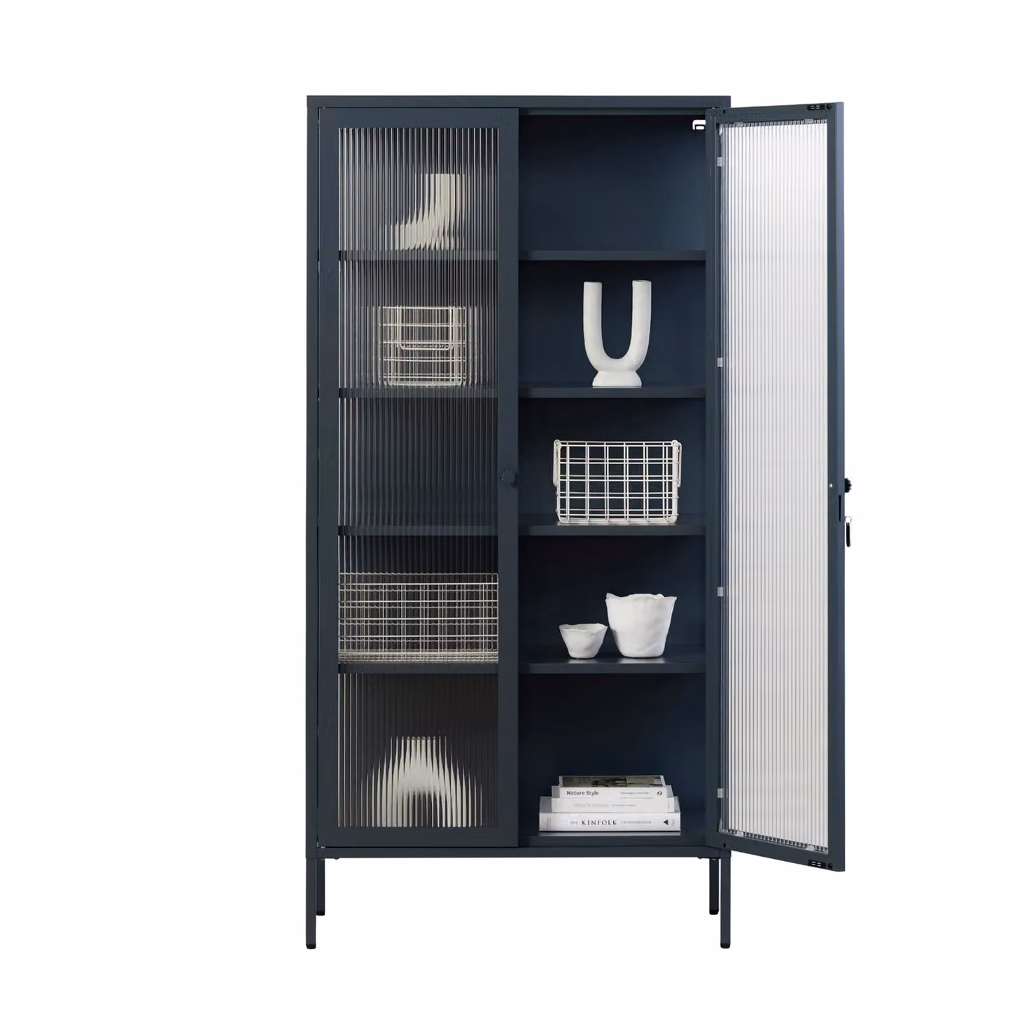 Mustard Made The Collector Freestanding Cabinet in Grey with Glass Doors and Adjustable Shelves, H 170 x W 85 x D 40 cm – 3