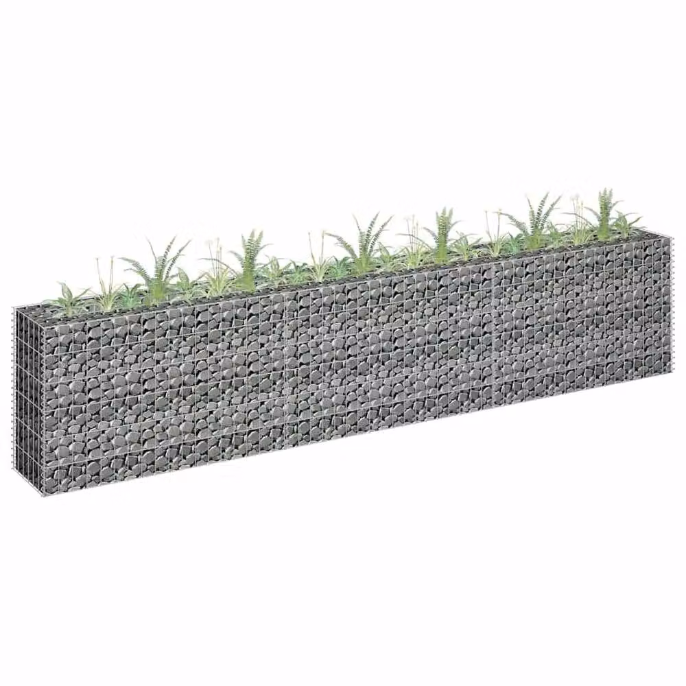 Berkfield Home Durable Galvanised Steel Gabion Raised Bed in Silver, W/D/H: 270 x 30 x 60 cm – 2