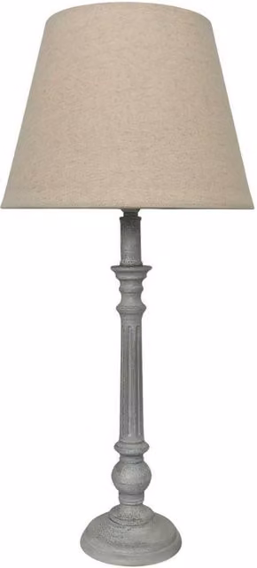 Minster Tabletop Lamp and Shade in Beige, W/D/H: 12 x 12 x 54 cm