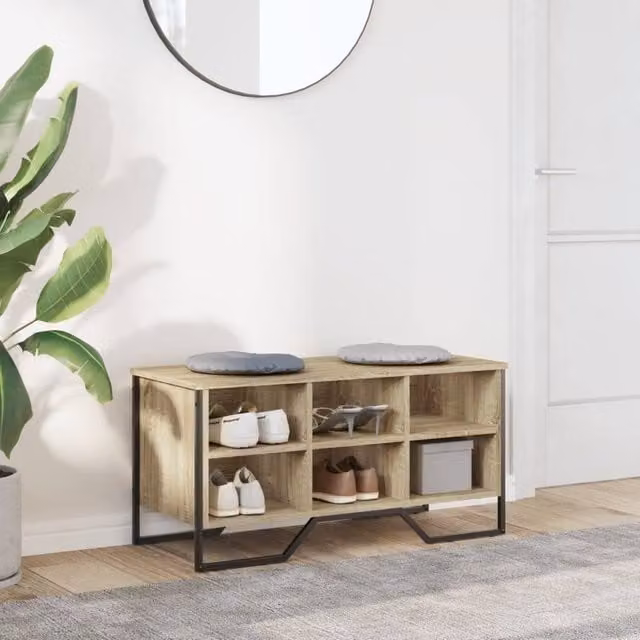 Berkfield Home Shoe Cabinet in Sonoma Oak, W/D/H: 90 x 38 x 45.5 cm
