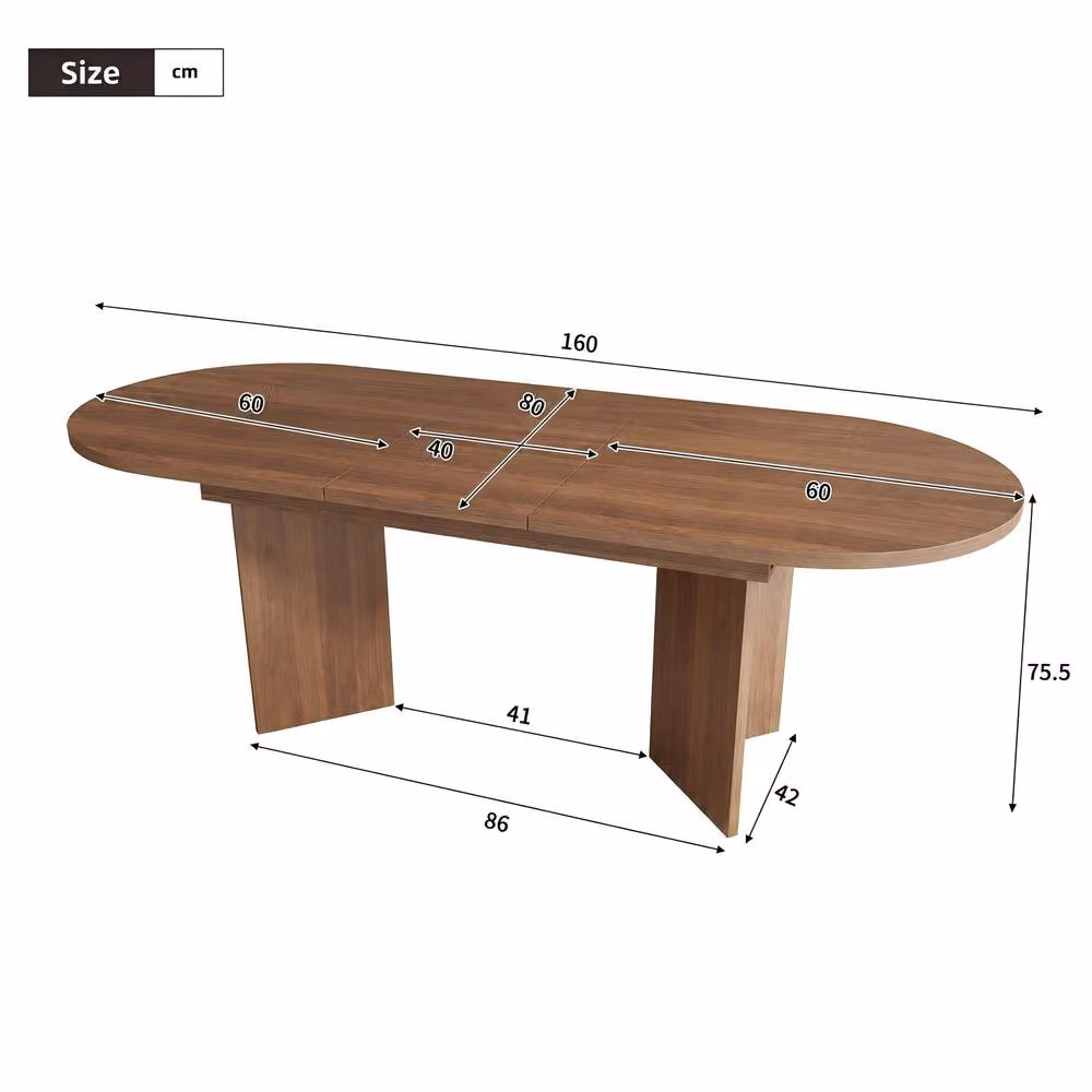 ModernLuxe Modern Oval Extendable Dining Table in Brown, W/D/H: 120 x 120 x 75.5 cm (Extends to 160 cm) – 3