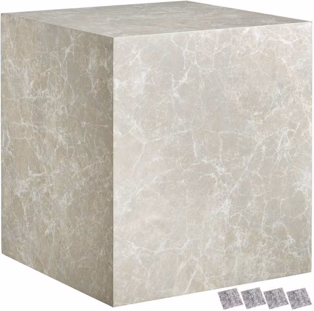 tectake Lasley Modern Coffee Table in Beige Travertine Look, W/D/H: 45 x 45 x 50 cm
