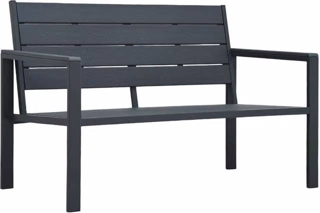 Berkfield Home Garden Bench in Grey Wood Look HDPE – 1