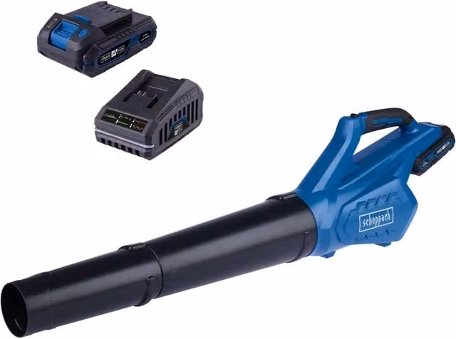 Scheppach IXES 20V Cordless Leaf Blower with Rechargeable Battery, Blue