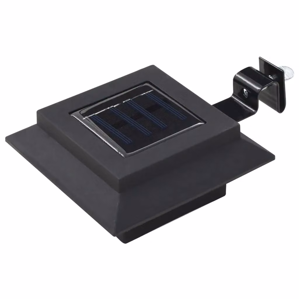 Berkfield Home 12 Piece Set of Black Square LED Solar Outdoor Garden Wall Lamps – 2