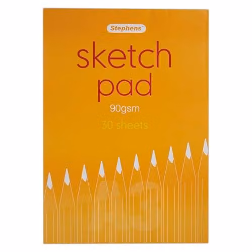 Stephens White Sketch Paper Pad, A3, 90gsm, 30 Sheets