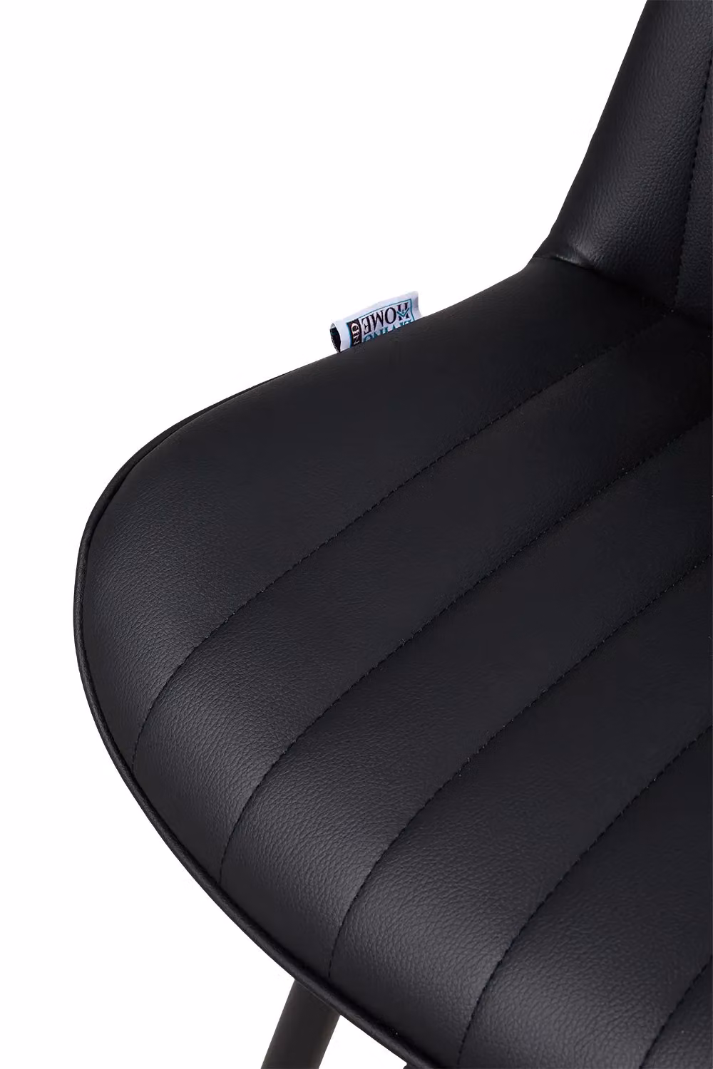 Living and Home Set of 2 Black PU Leather Upholstered Bar Stools with Striped Minimalist Design – 4