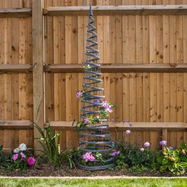 Garden Mile Large Rattan Effect Garden Obelisk Support in Grey