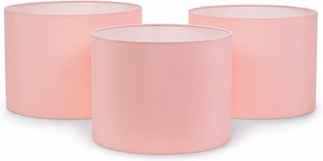 ValueLights Torbery Set of 3 Modern Fabric Cylinder Nesting Ceiling Light Shades and Bulbs in Pink and Grey
