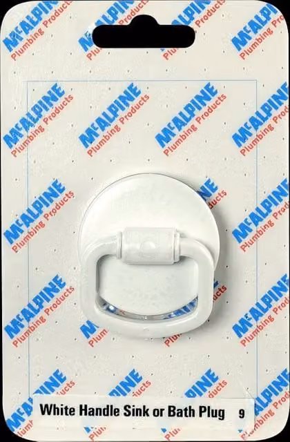 McAlpine CARD-9 Durable Rubber Sink or Bath Plug with Handle, White