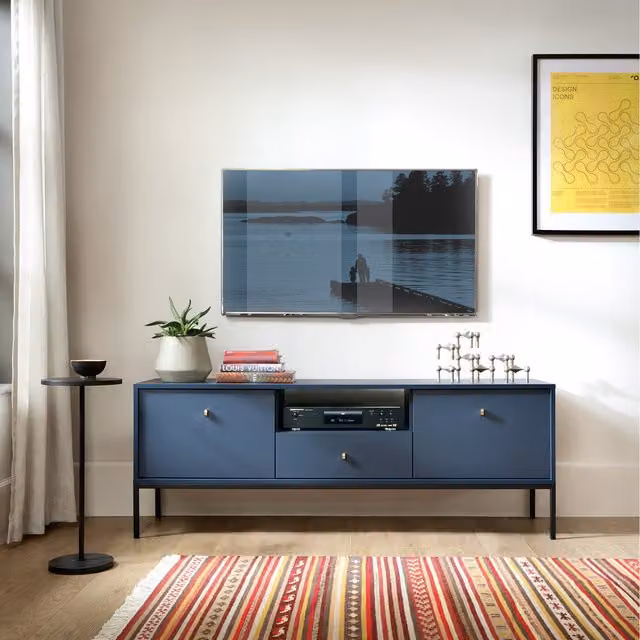 Abakus Direct Mono Scandinavian TV Stand in Matt Blue