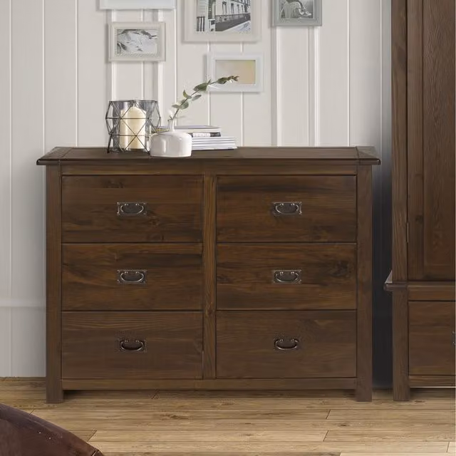 Core Products Boston Dark Six Drawer Wide Chest in Dark Lacquered Finish