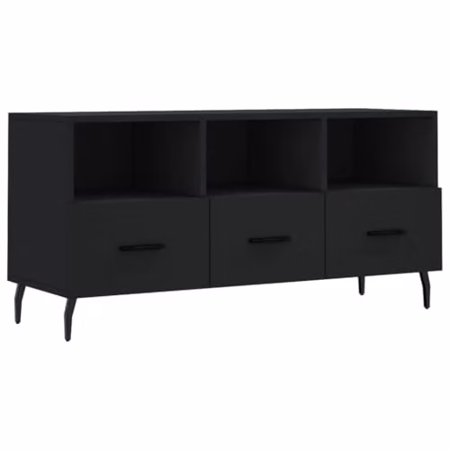 vidaXL Modern Black TV Cabinet in MDF and Metal, W: 102 cm, D: 36 cm, H: 50 cm