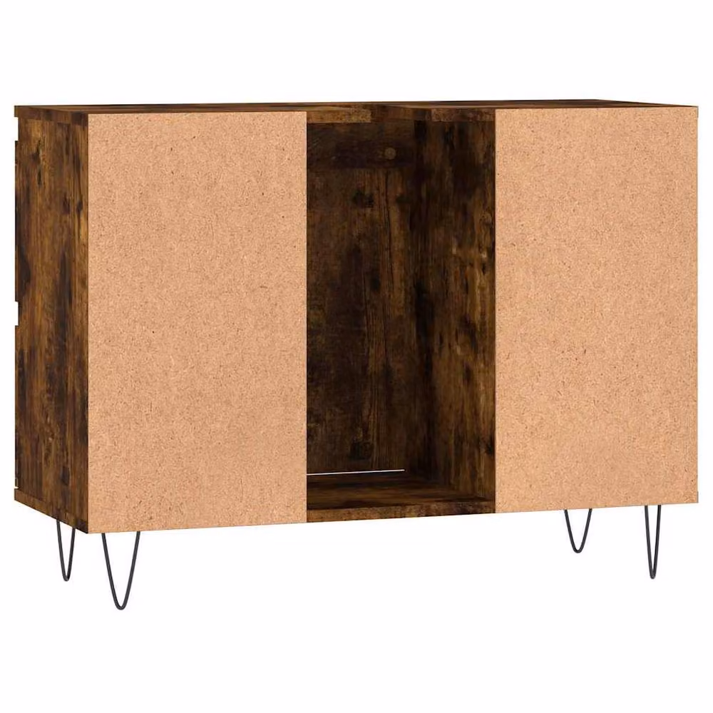 Berkfield Home Smoked Oak Bathroom Cabinet in Brown, W/D/H: 80 x 33 x 60 cm – 5