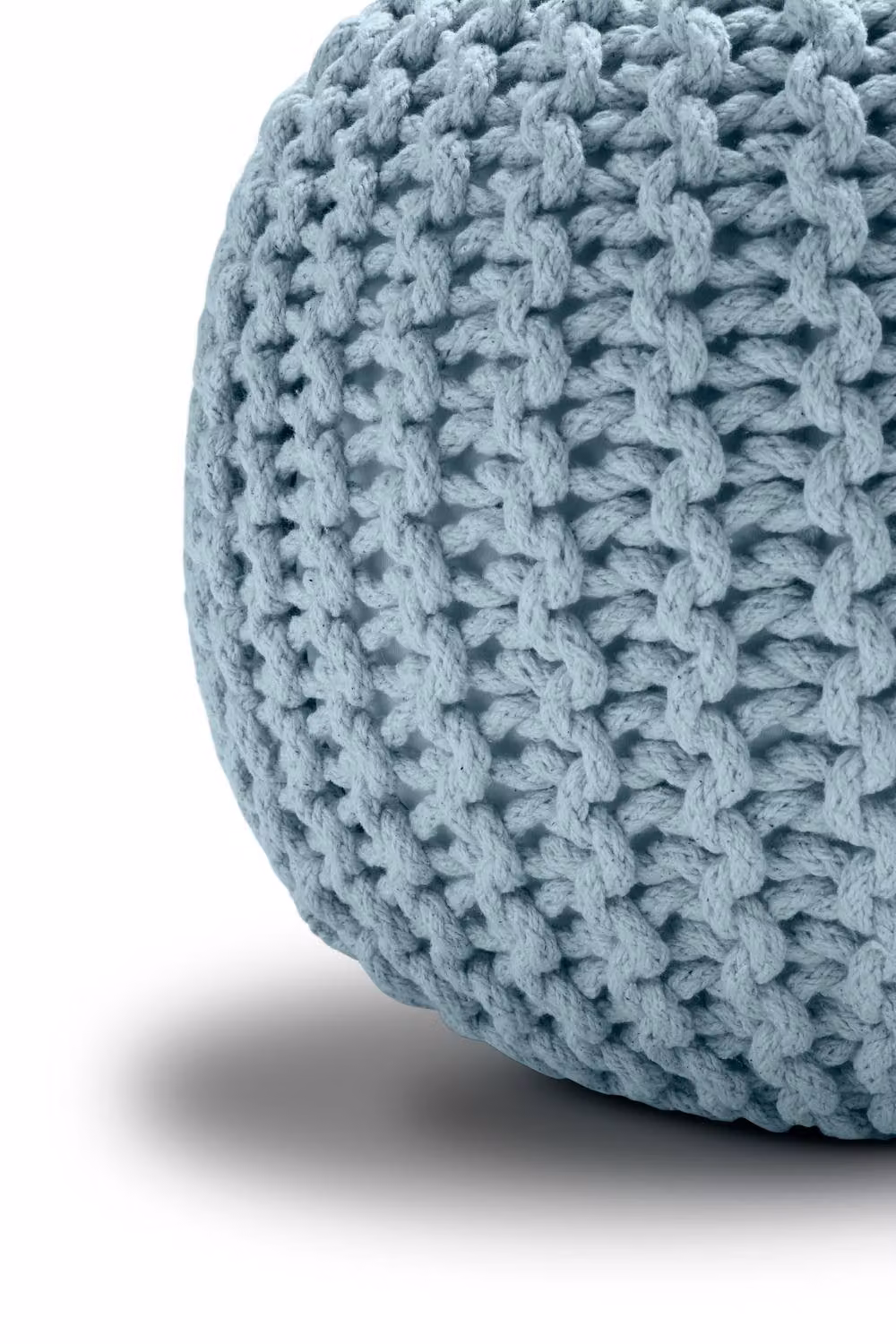 Home Sweet Home UK Handmade Large Round Knitted Pouffe Ottoman in Blue, 100% Cotton – 3