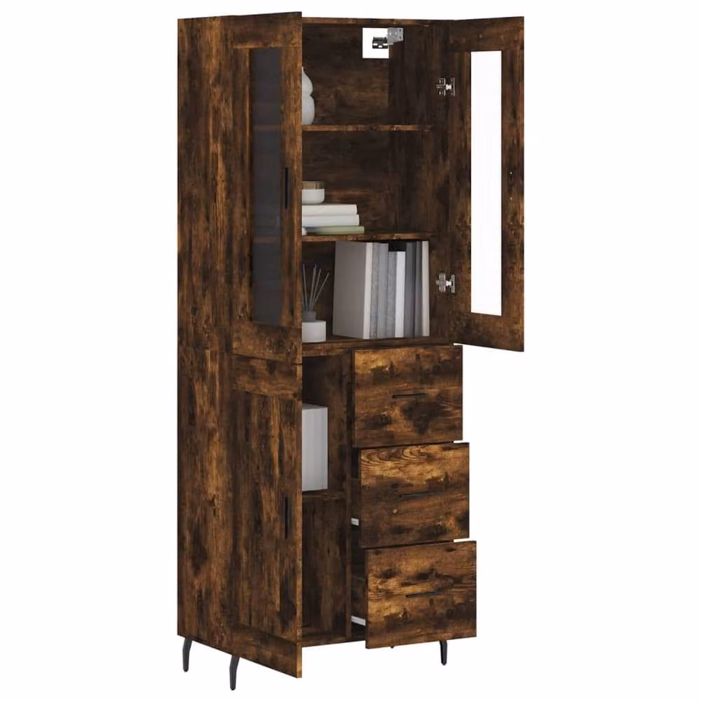 Berkfield Home Smoked Oak Highboard in Brown, W/D/H: 69.5 x 34 x 180 cm – 3